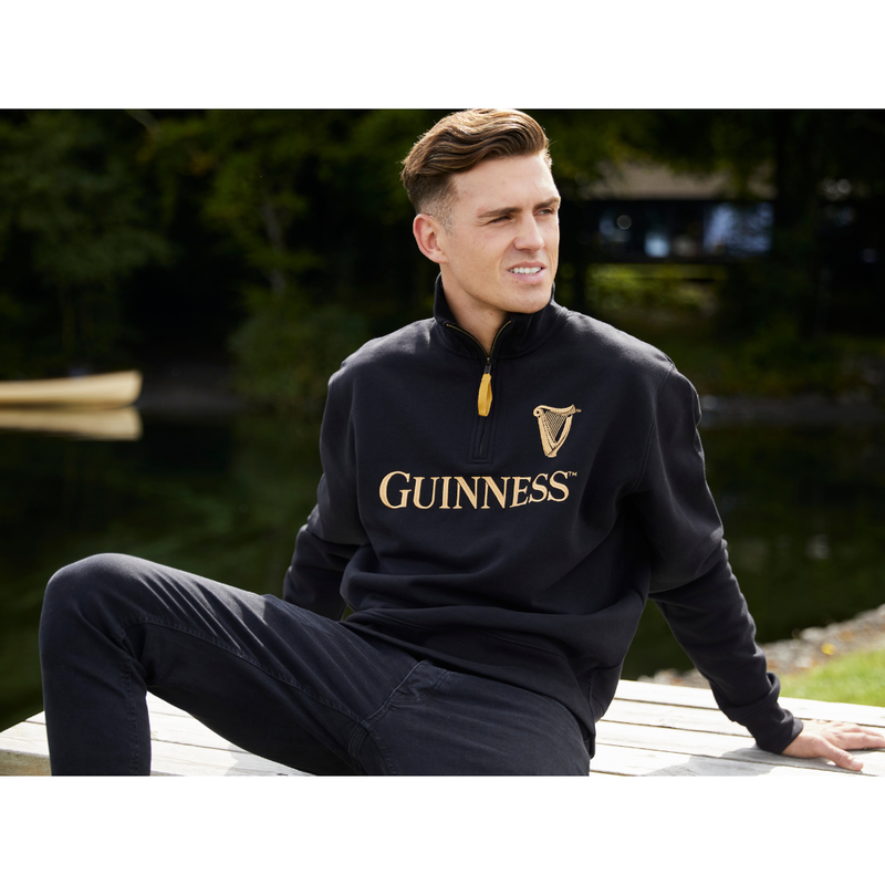 Black Guinness Emblem 1/4 Zip Sweatshirt